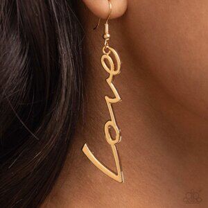 Earrings Light-Catching Letters - Gold